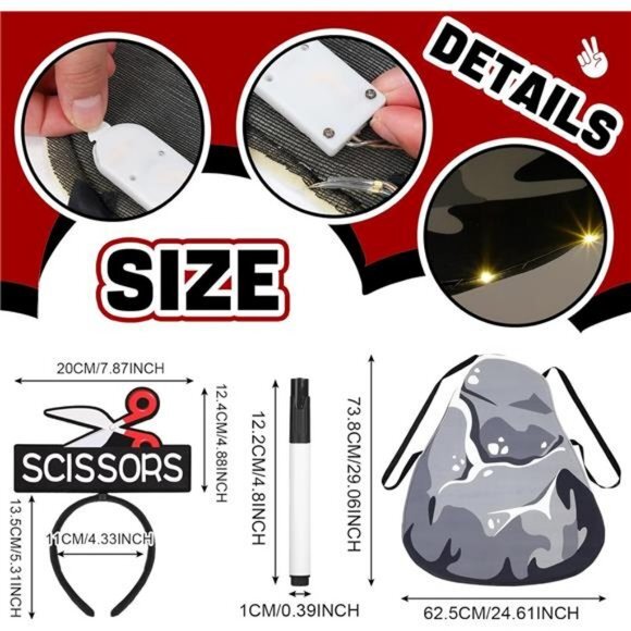 Rock Paper Scissors Costumes Couples Halloween Set Adults Family Halloween 3 - Picture 7 of 7